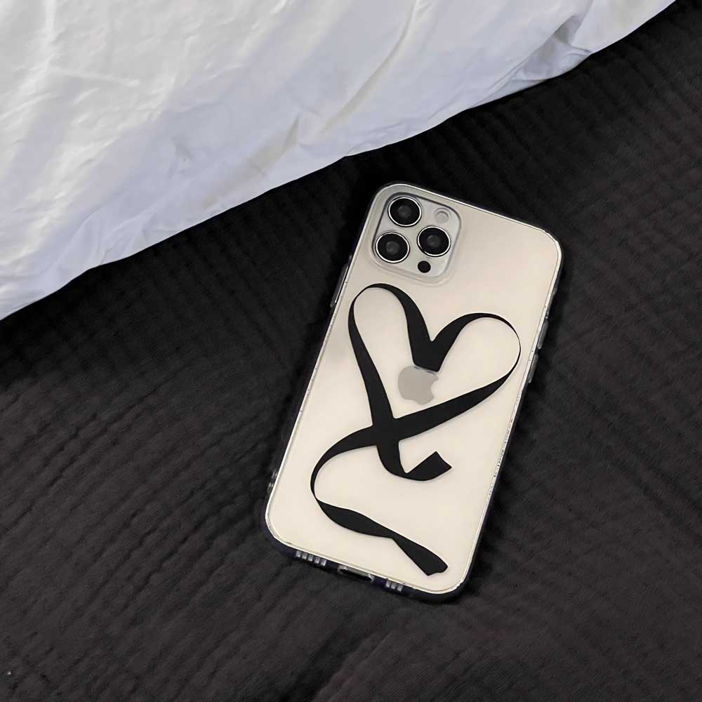 black ribbon heart iPhone case