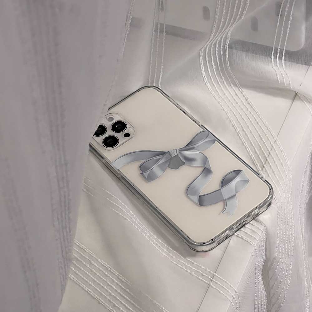 silver satin ribbon iPhone case