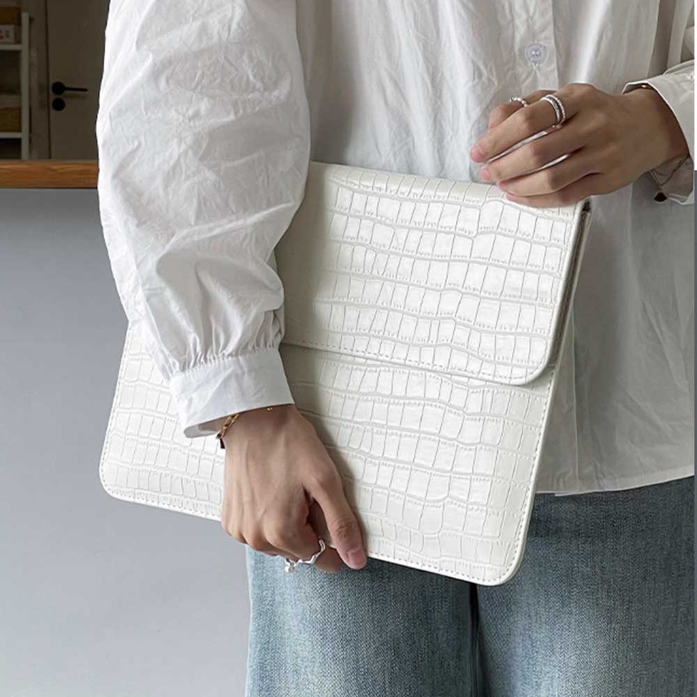 white crocodile PC bag