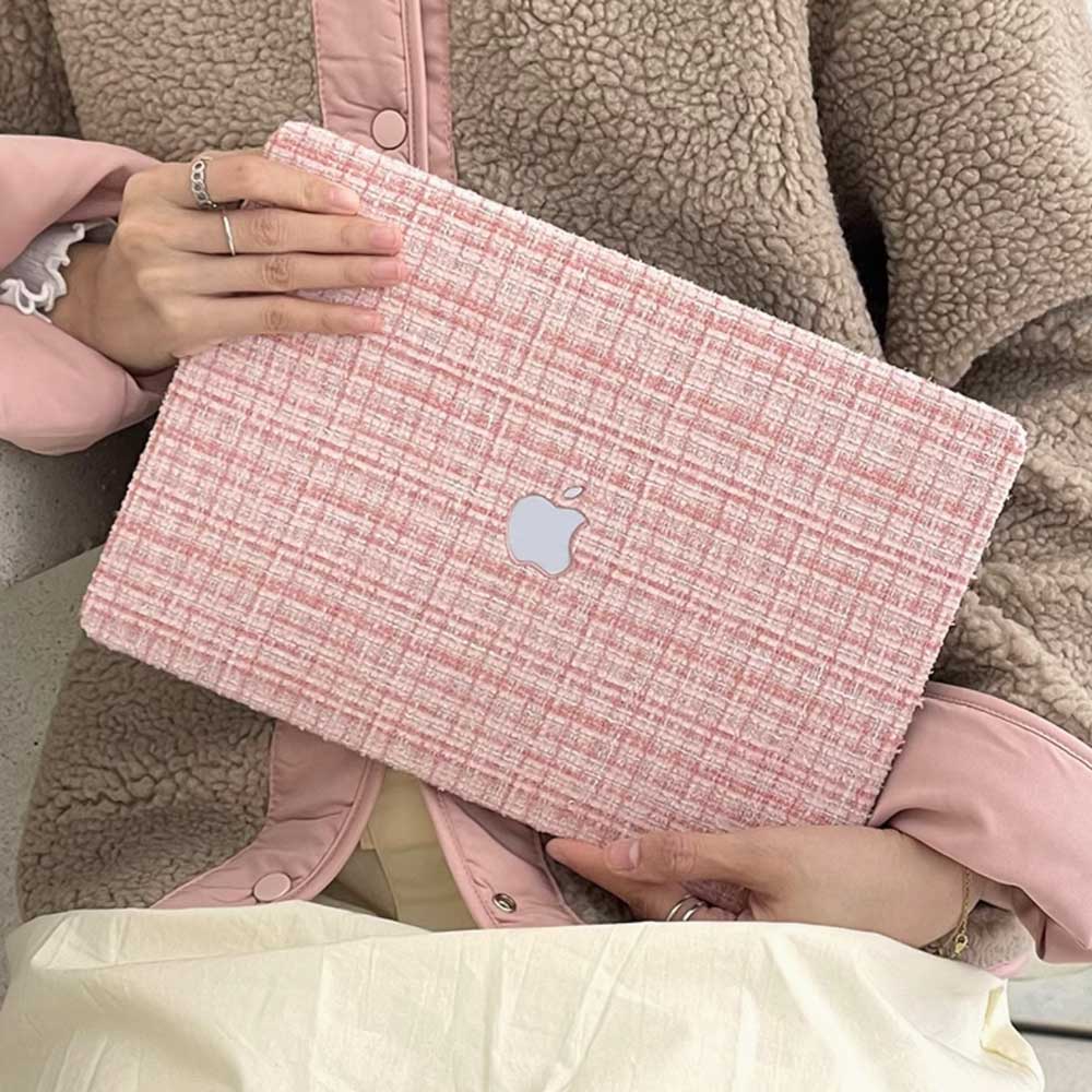 pink tweed Mac book case