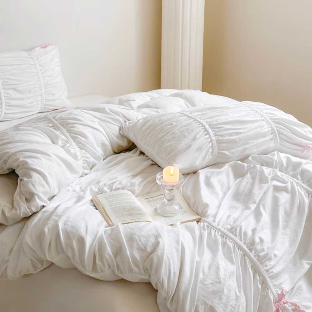 6color gathered ribbon bedlinen set