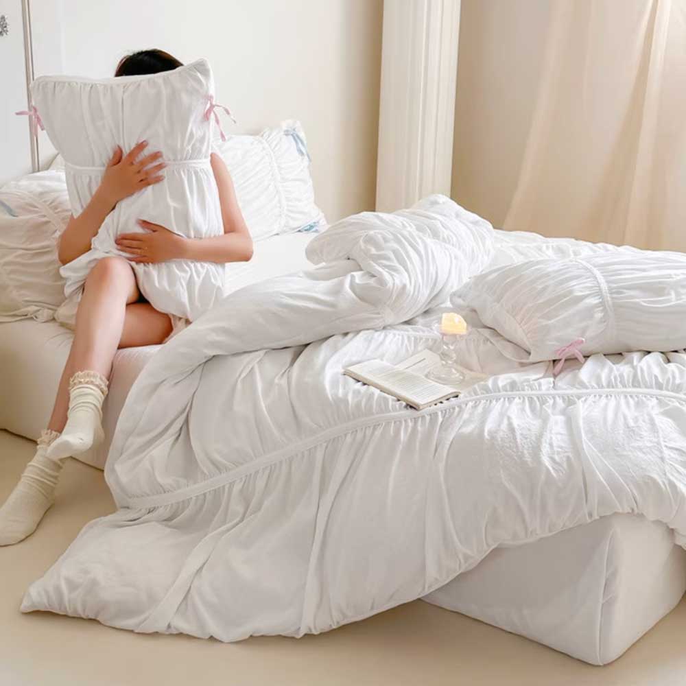 6color gathered ribbon bedlinen set