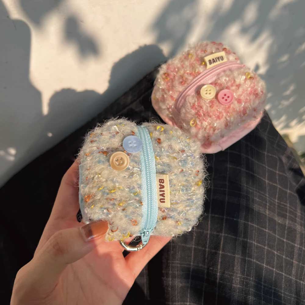 2color mix knit Airpods case bag