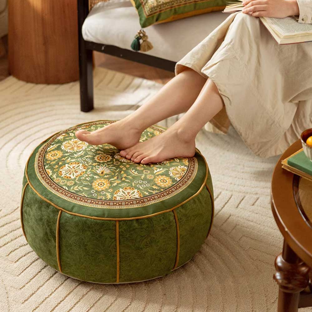 ethnic green flower stool