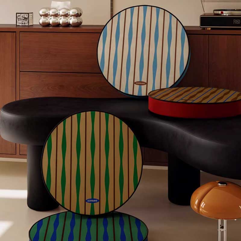 4color retro stripe round cushion