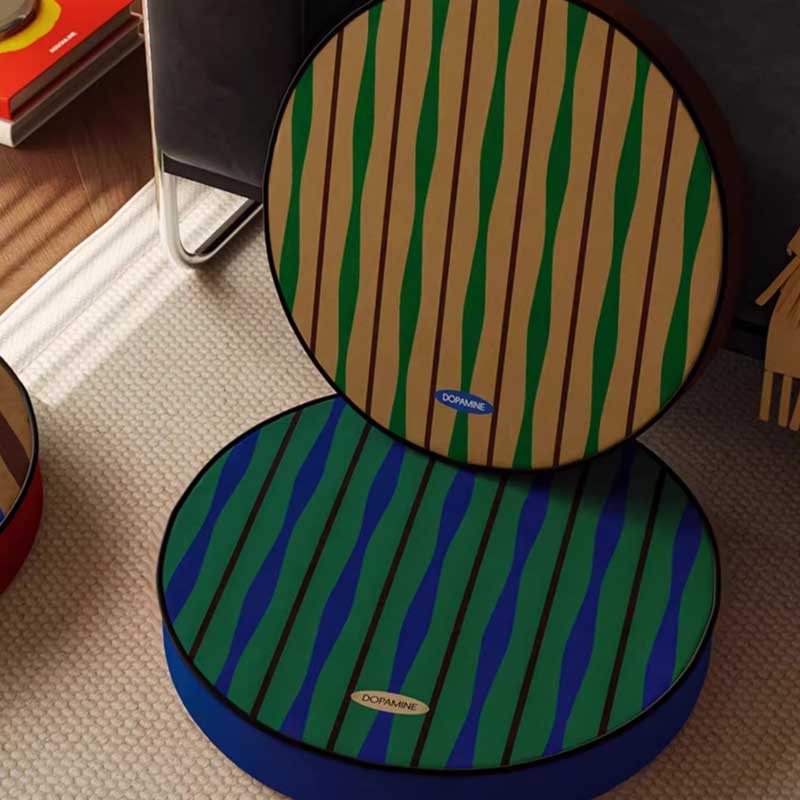 4color retro stripe round cushion