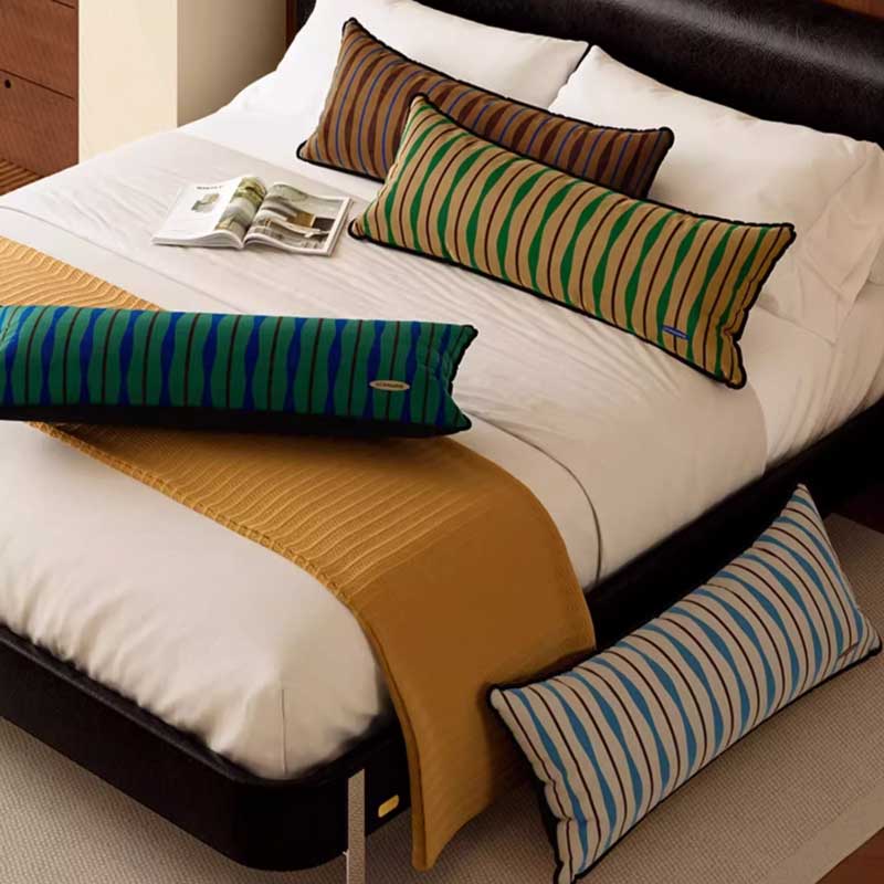 4color retro stripe long cushion