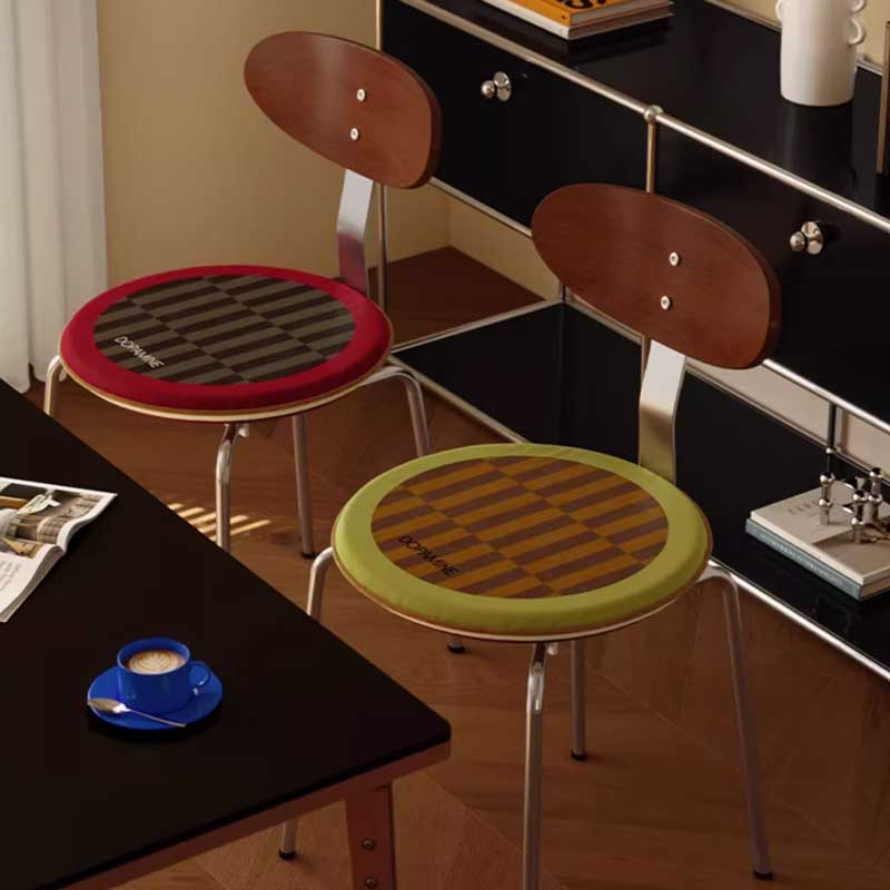 4color retro check chair cushion