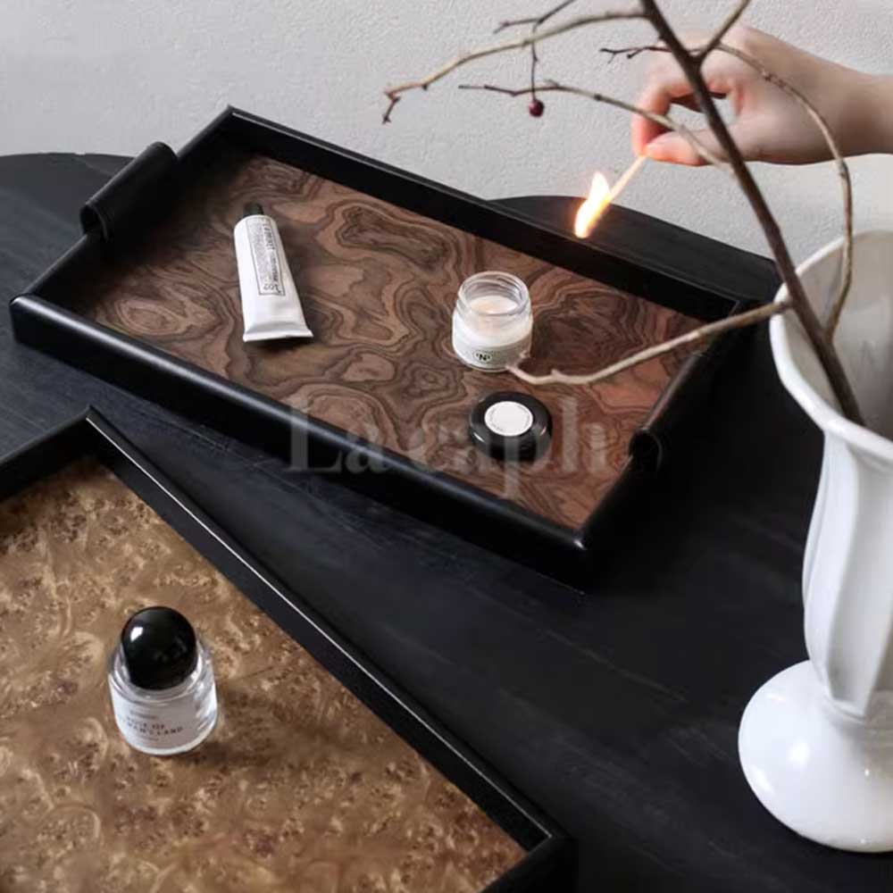 wood grain accessory tray