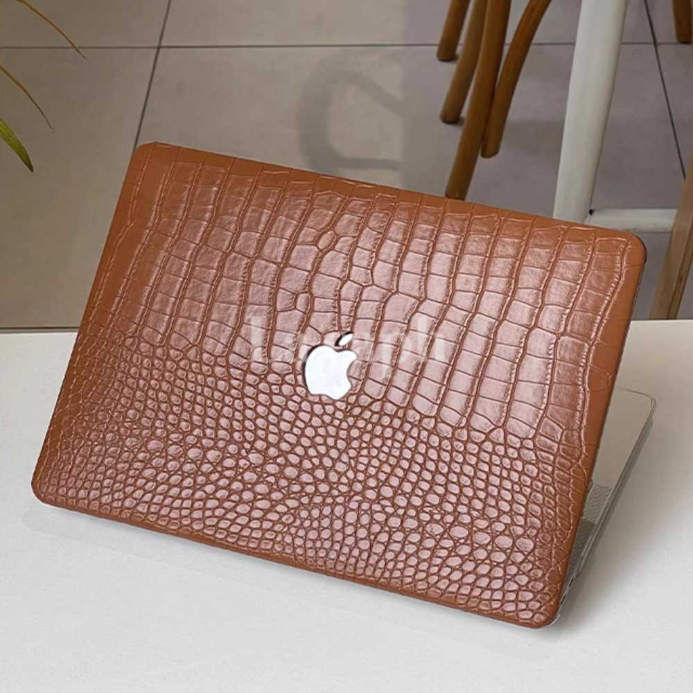 brown crocodile Mac book case