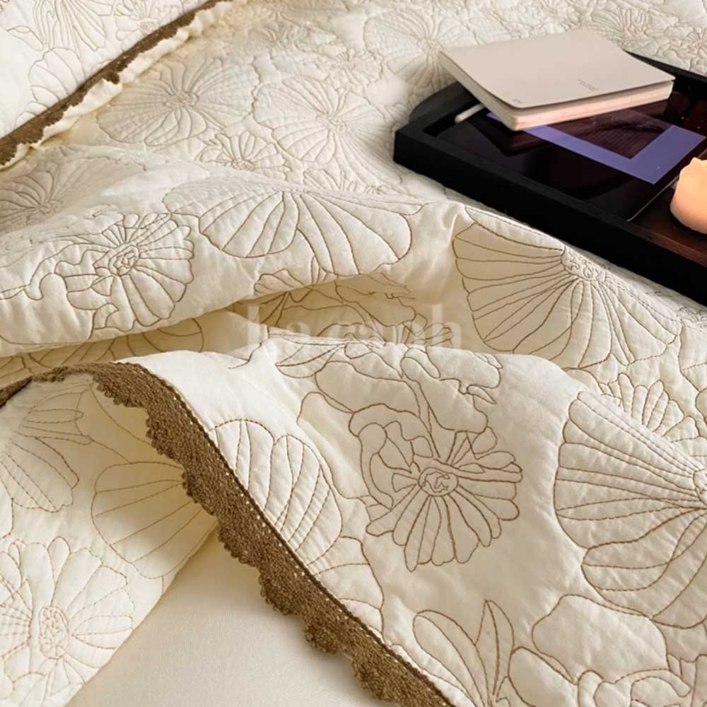 flower stitch cotton mattress sheet (4colors)