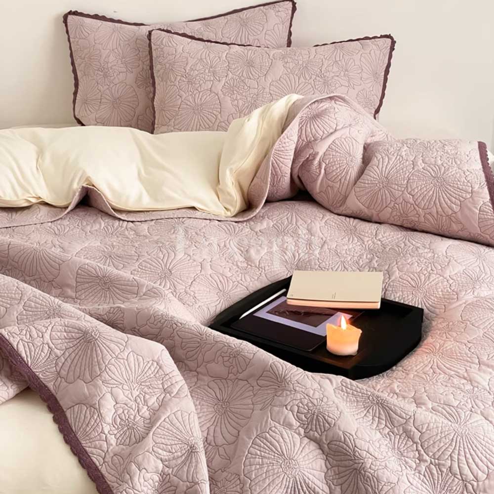 flower stitch cotton mattress sheet (4colors)