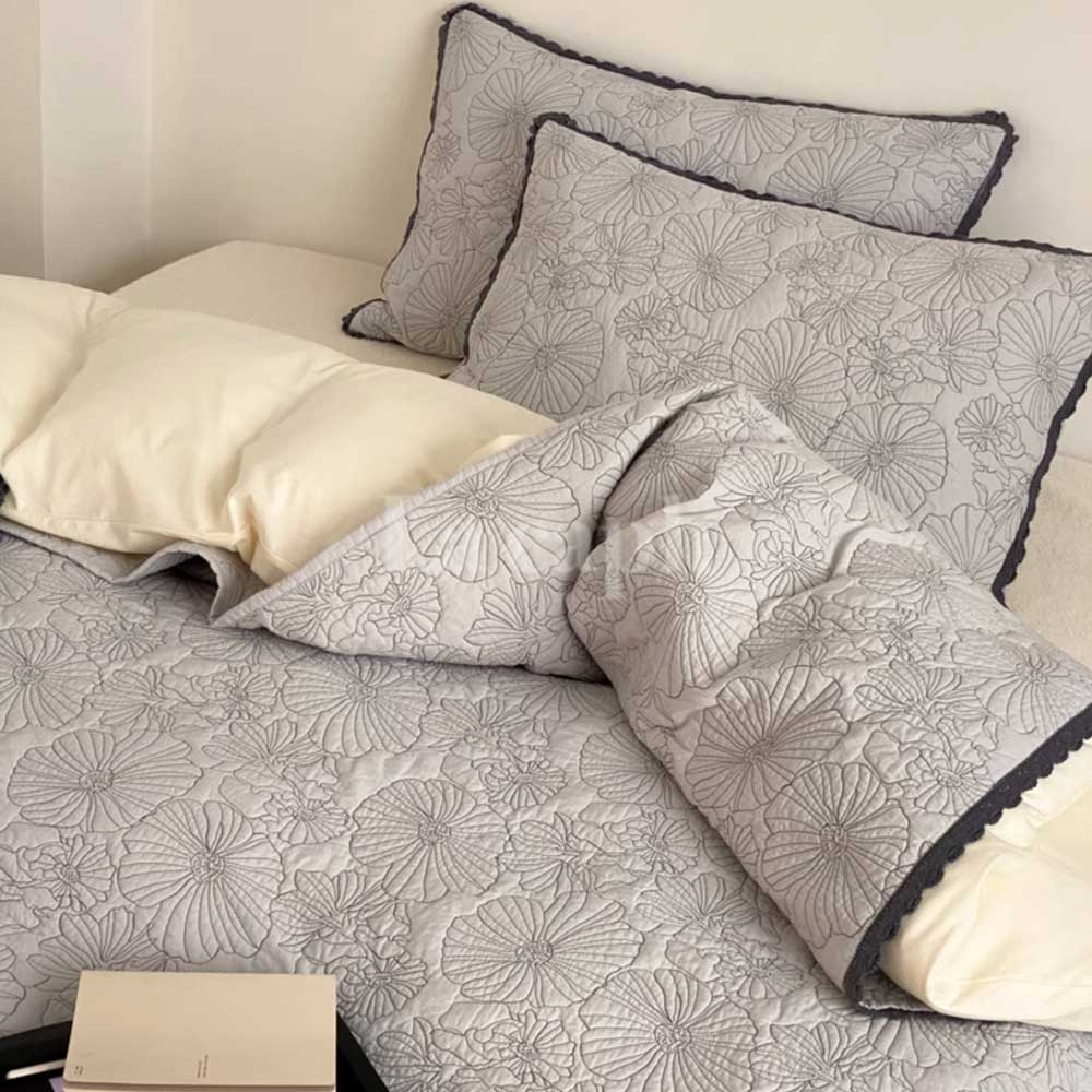 flower stitch cotton mattress sheet (4colors)