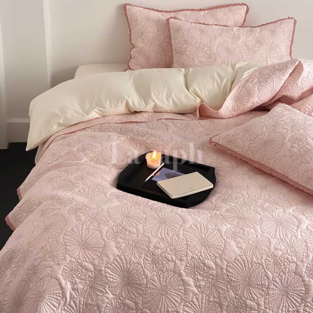 flower stitch cotton mattress sheet (4colors)