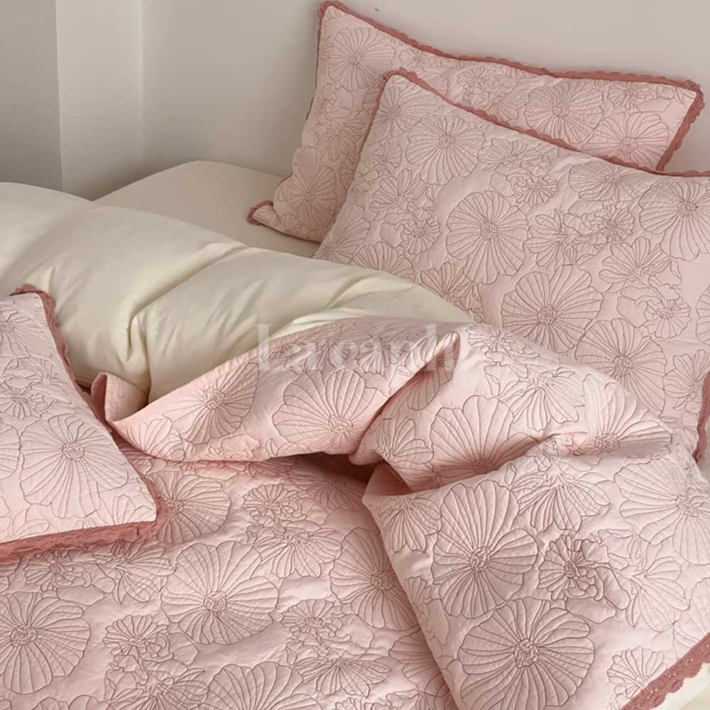 flower stitch cotton mattress sheet (4colors)