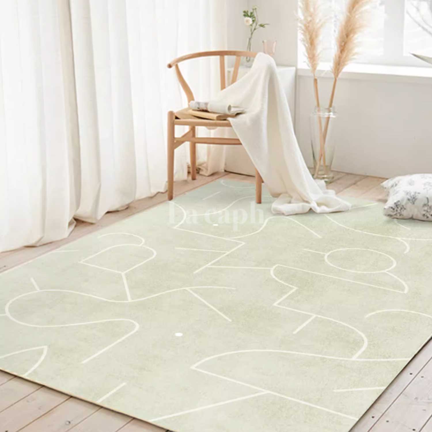 green geometric pattern carpet