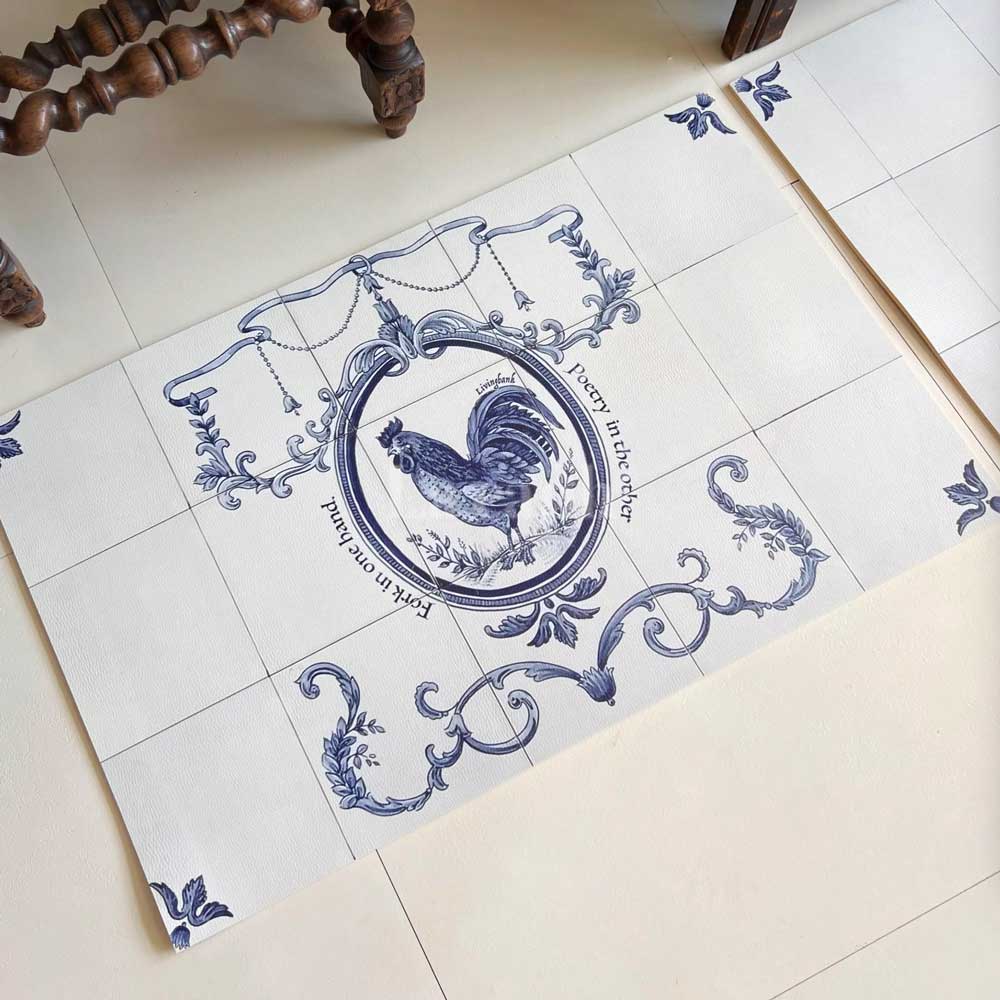 vintage rooster kitchen mat