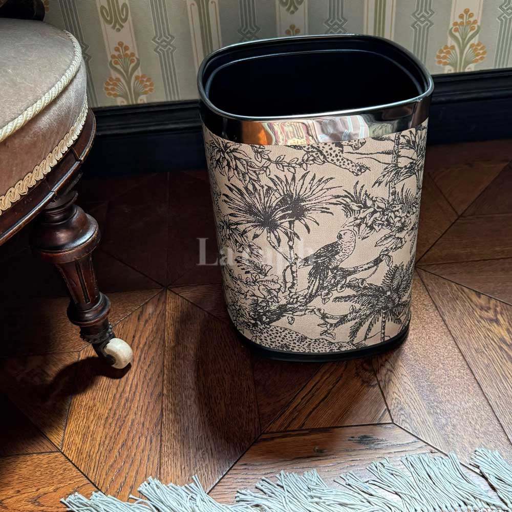 tropical leaf trash can