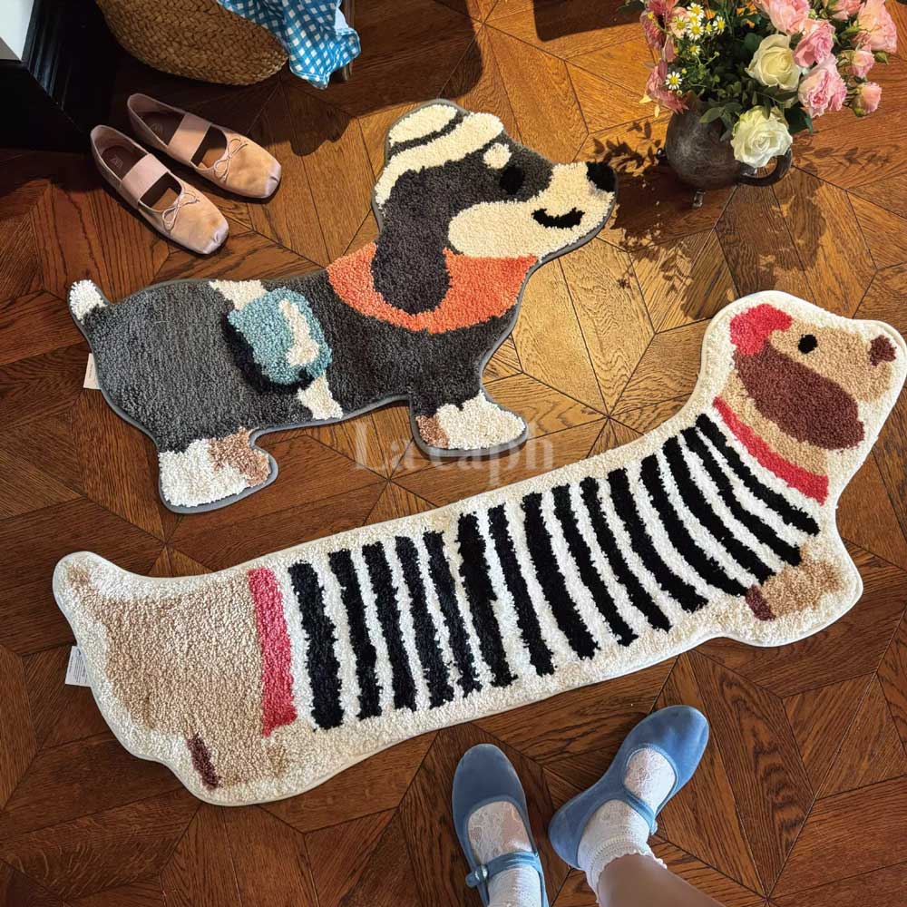 cute dog shape rug (2designs)