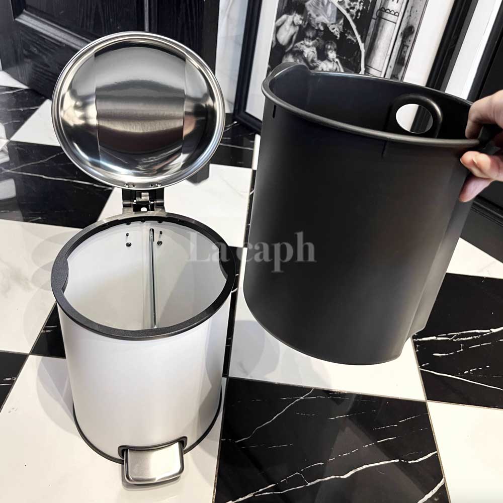 compact pedal trash can