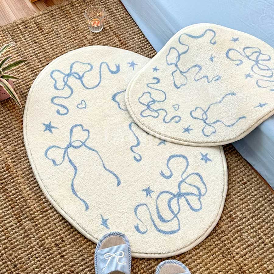 sky blue ribbon rug (2designs)