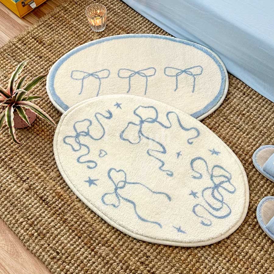 sky blue ribbon rug (2designs)