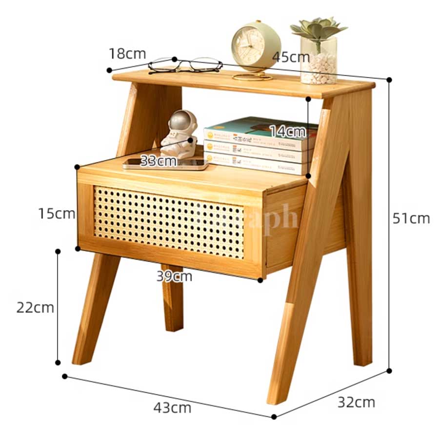 natural wood nightstand(3colors)