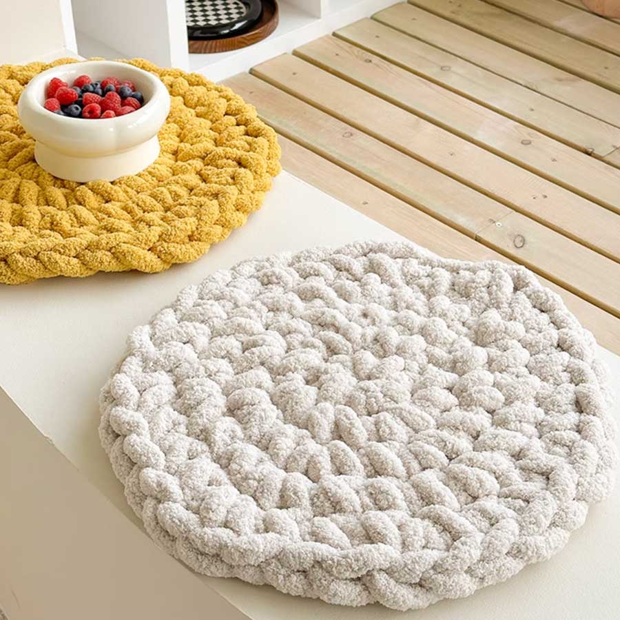 braided texture round mat (6colors)