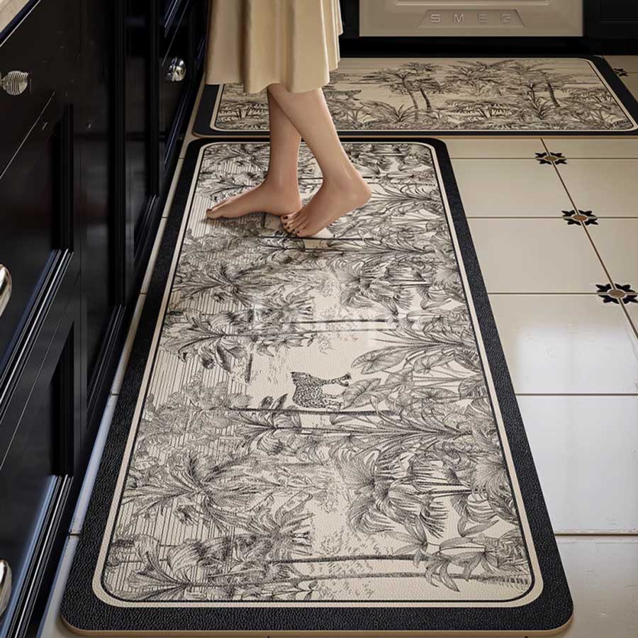 black jungle kitchen mat