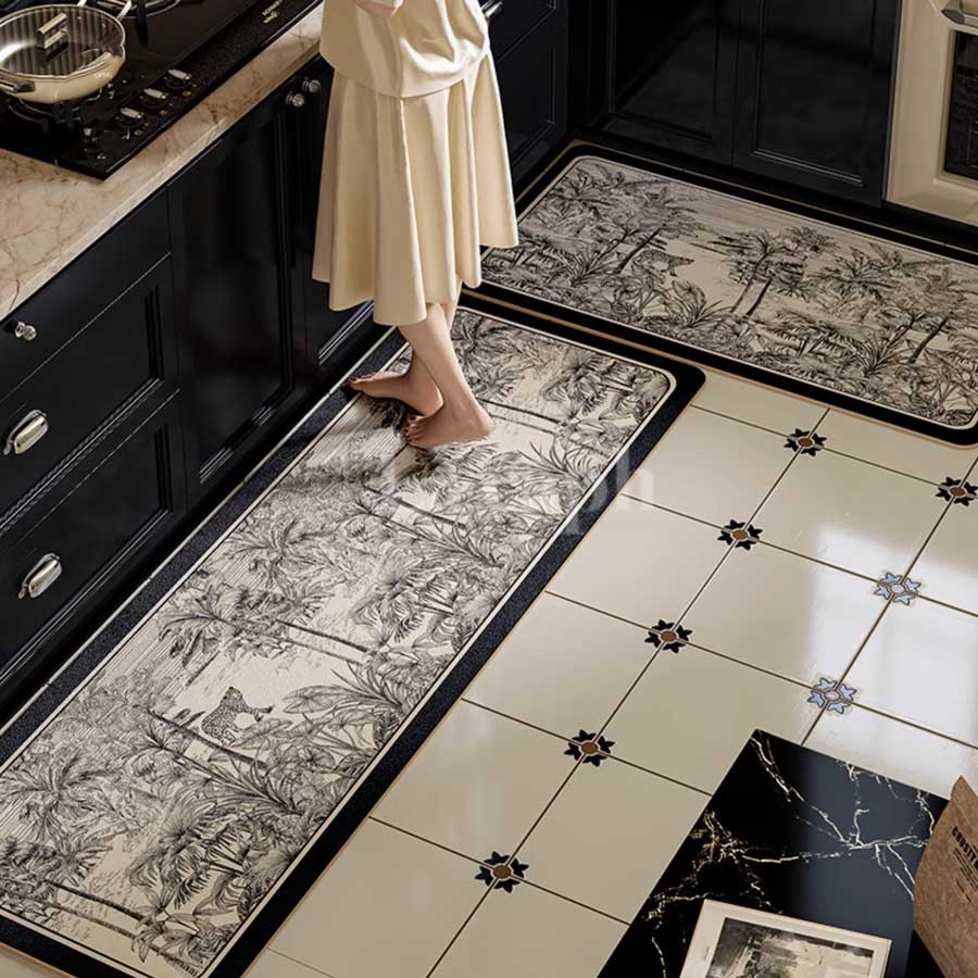 black jungle kitchen mat