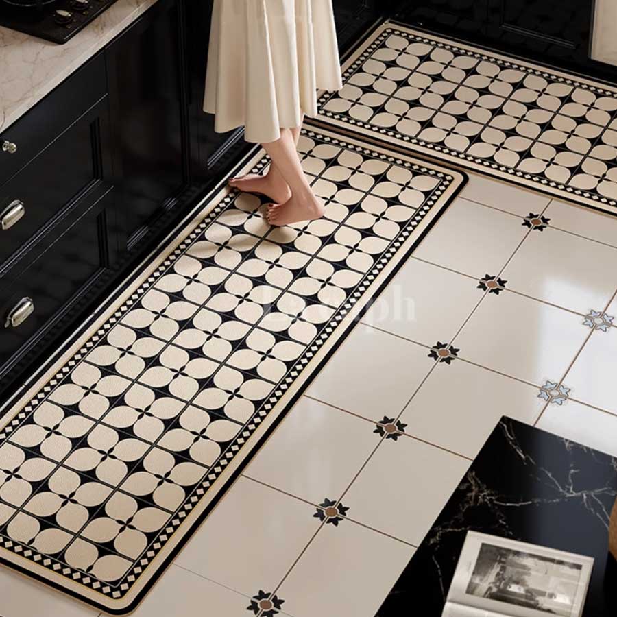 black tile kitchen mat