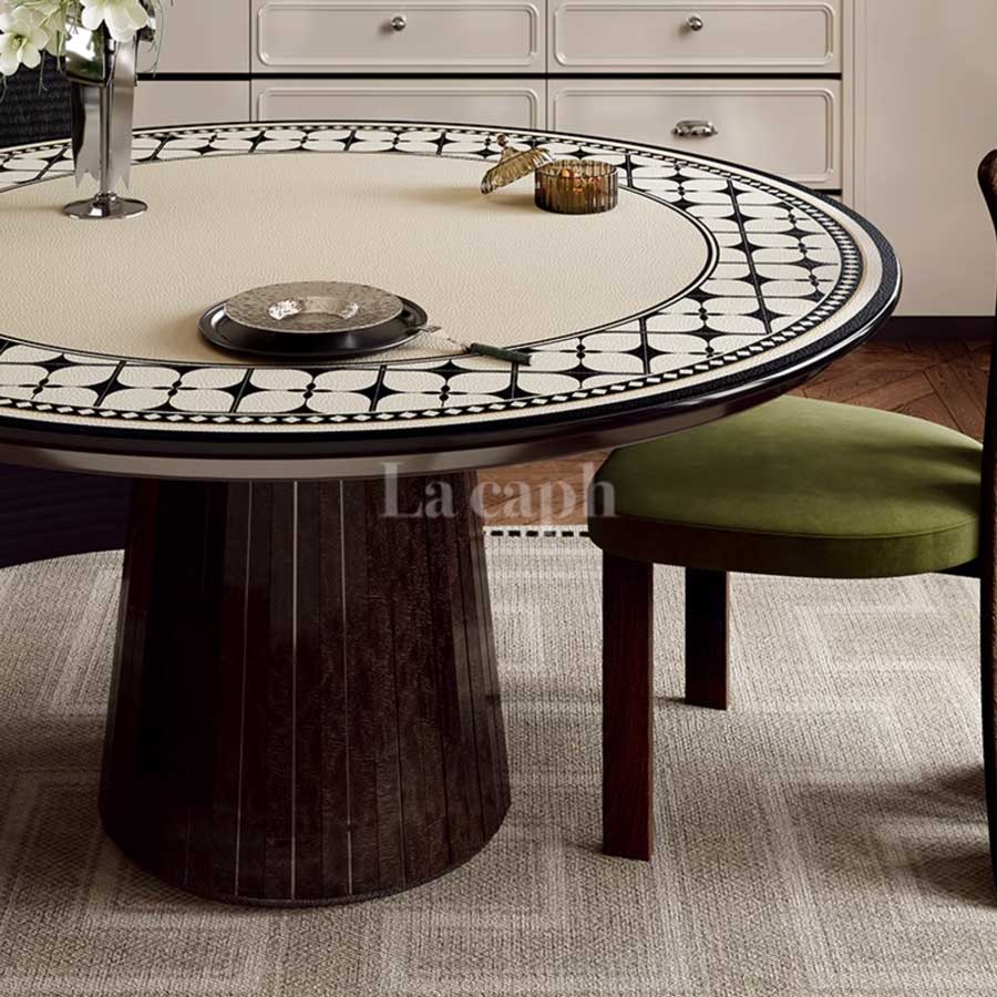 black tile round table mat