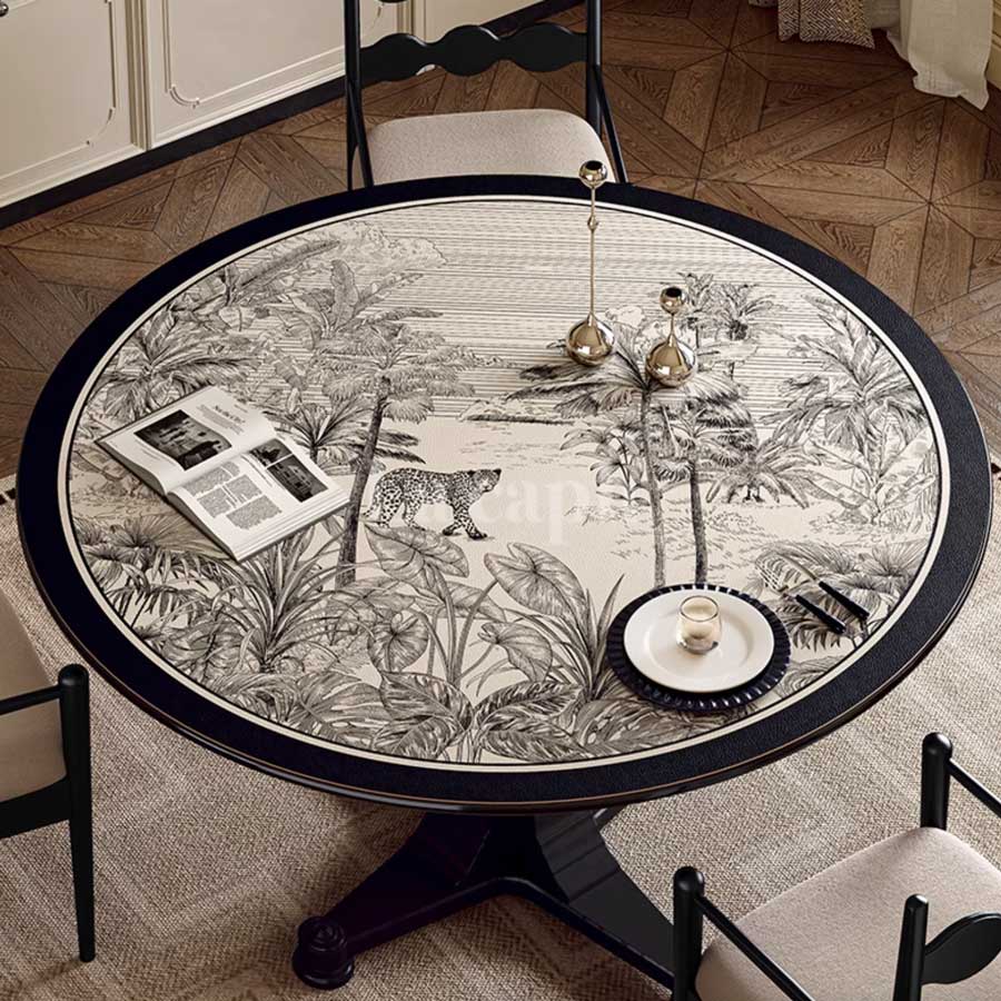 black jungle round table mat