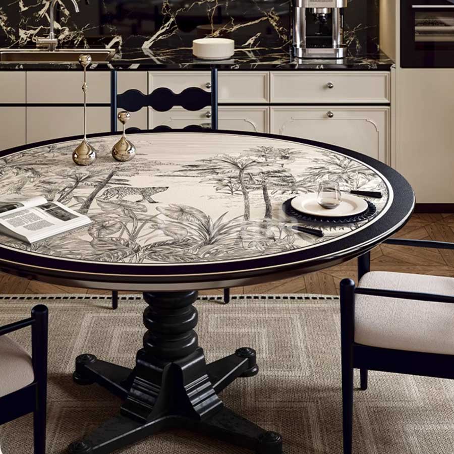 black jungle round table mat