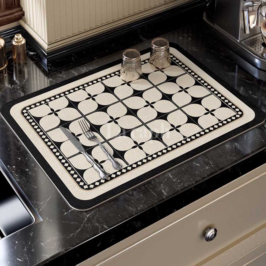 black tile sink mat