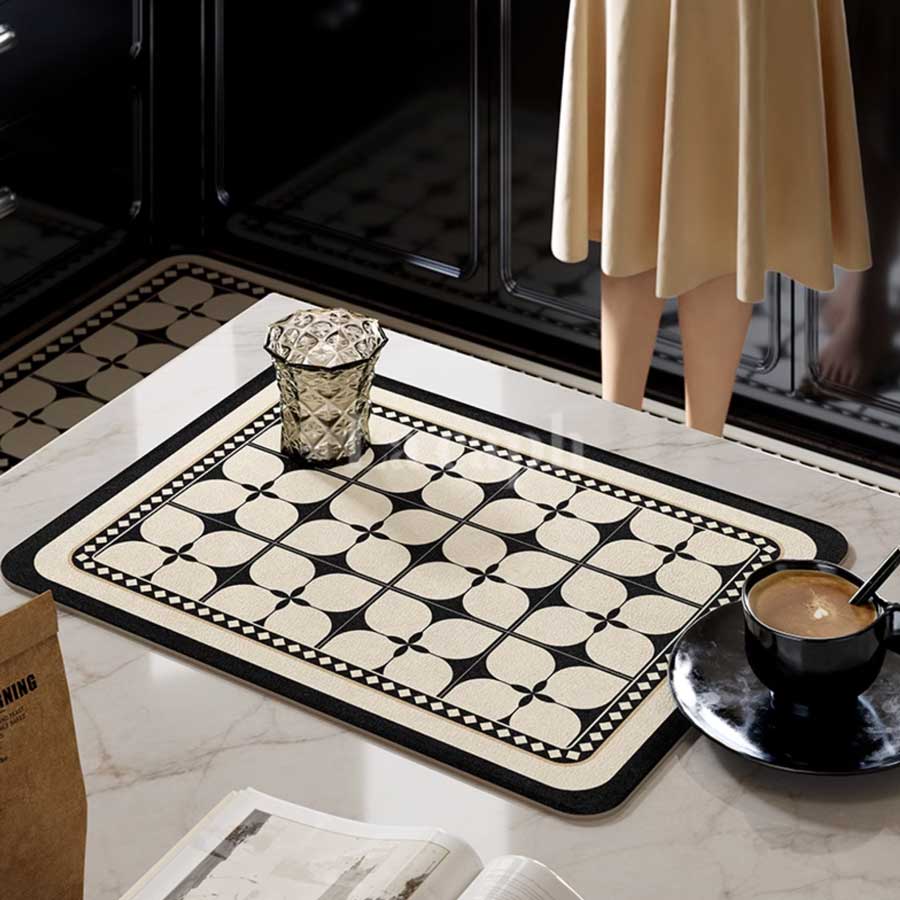 black tile sink mat