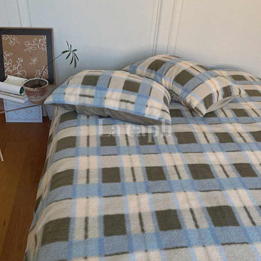 blue checked winter bedlinen set