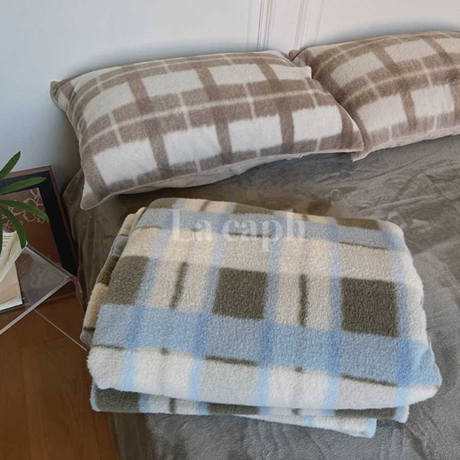 blue checked winter bedlinen set