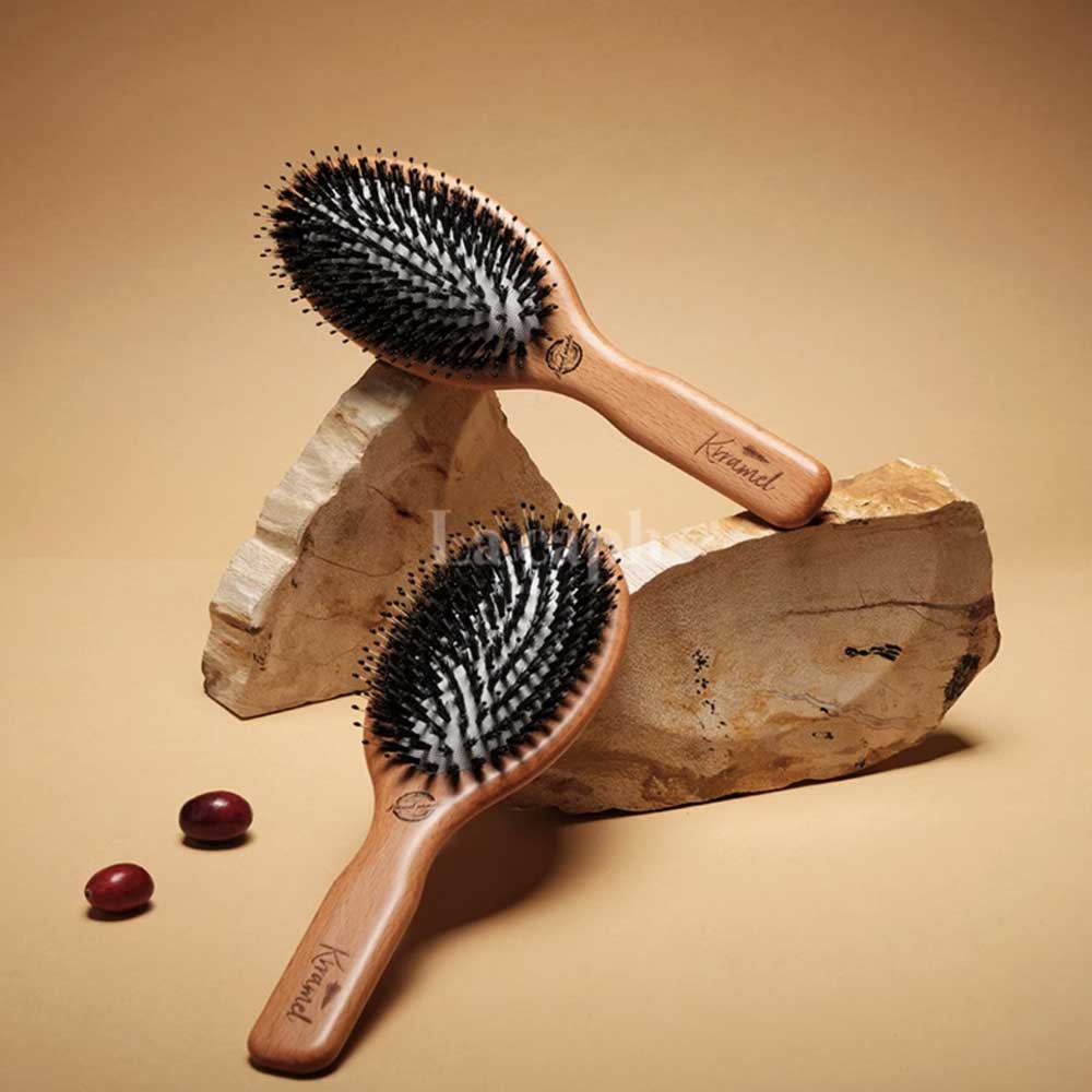 【即納】natural wood oval hair brush