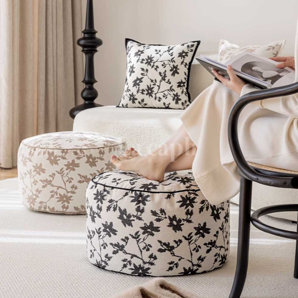 floral print ottoman stool & cushion (2colors)