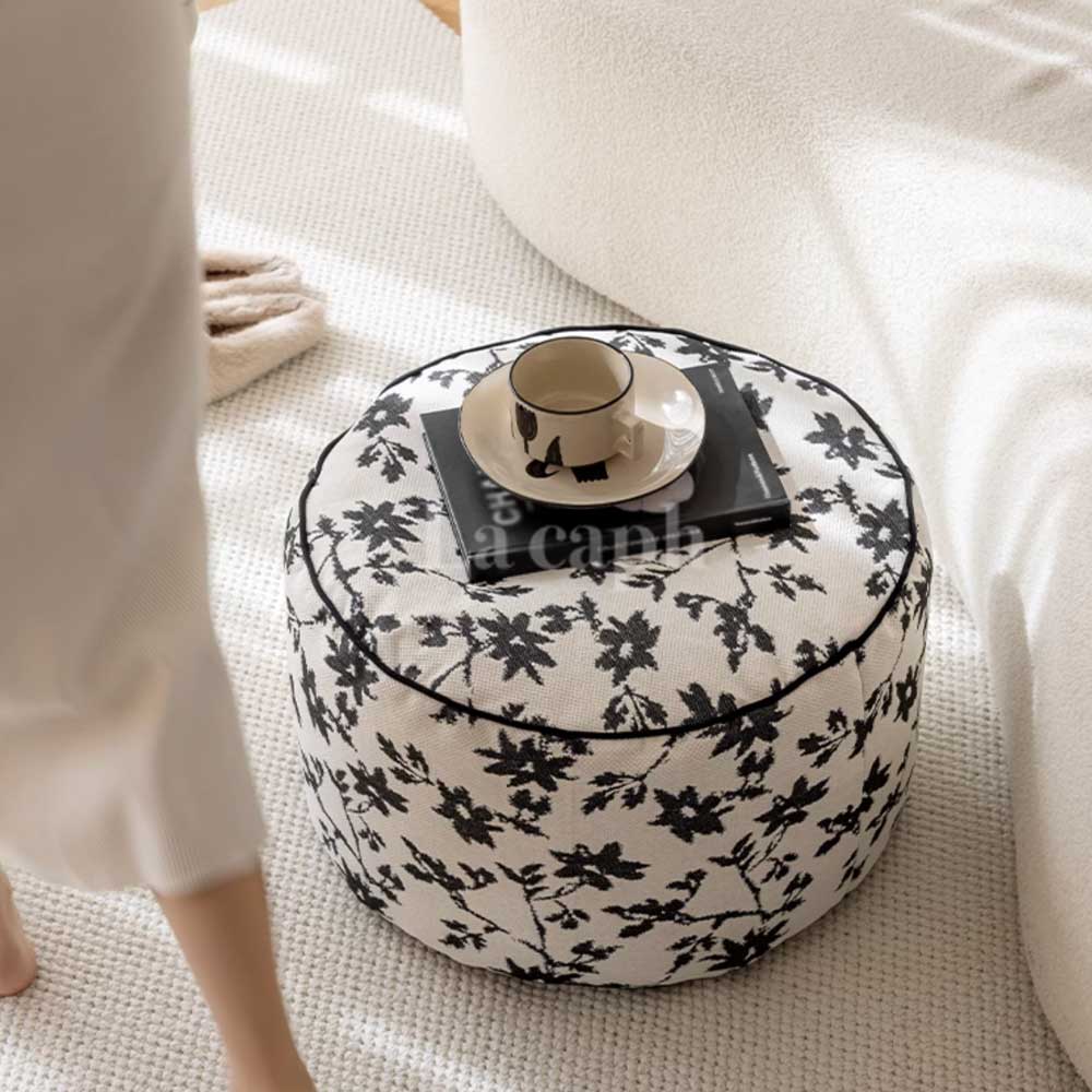 floral print ottoman stool & cushion (2colors)