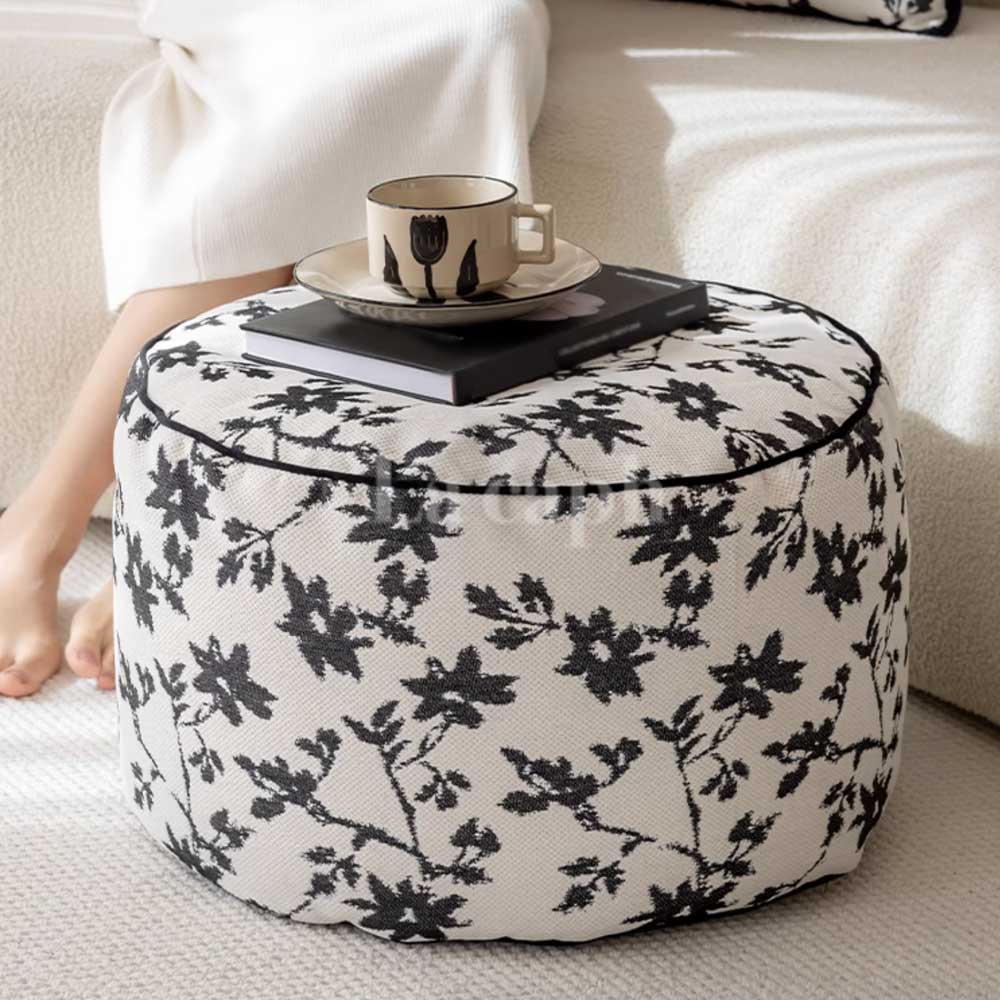 floral print ottoman stool & cushion (2colors)