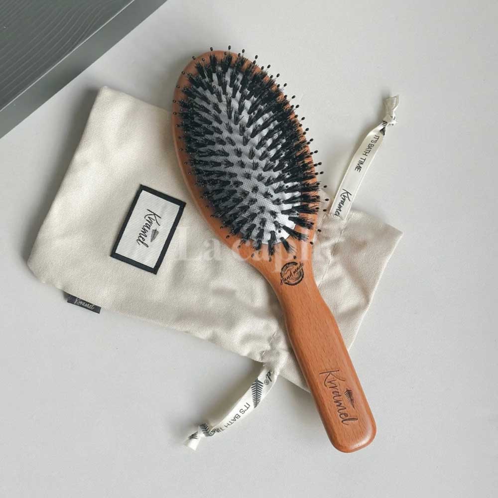 【即納】natural wood oval hair brush