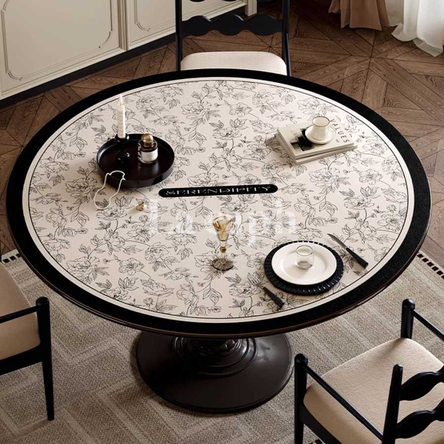 floral sketch round table mat