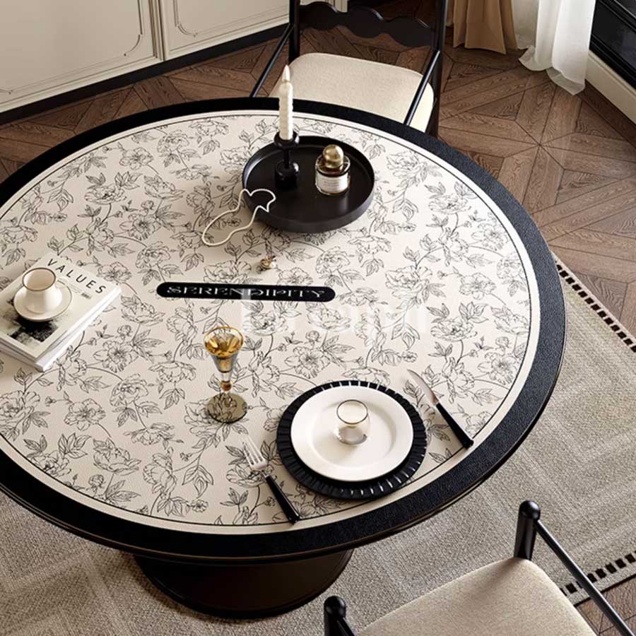 floral sketch round table mat