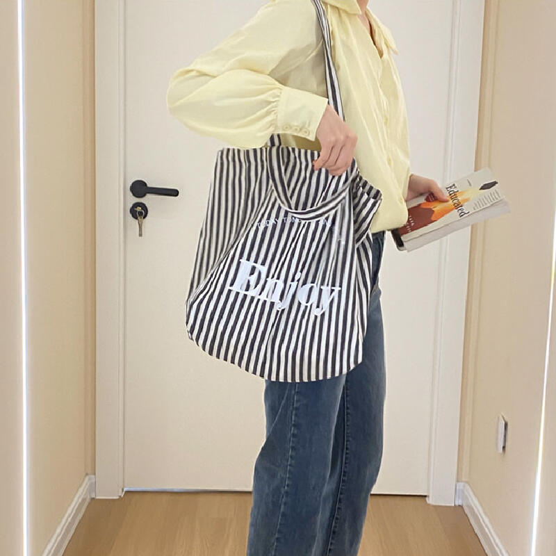 casual stripe rogo tote bag