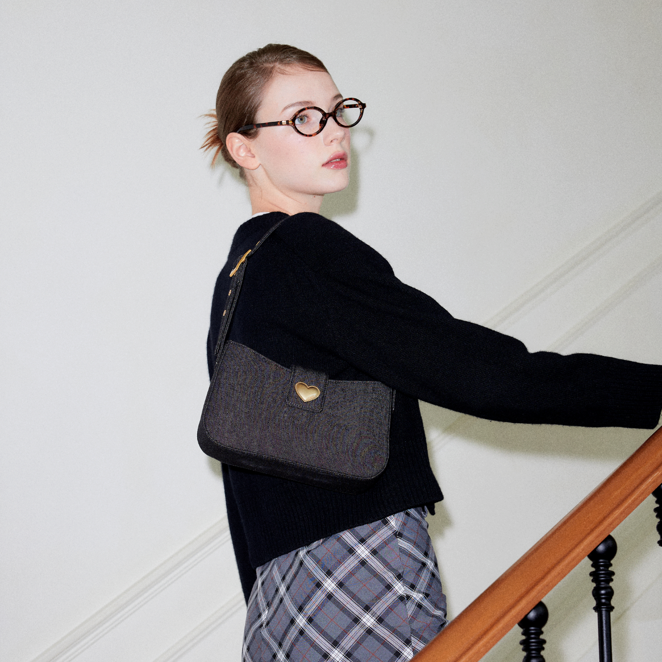 【cosette】heart hobo bag (denim / black denim)