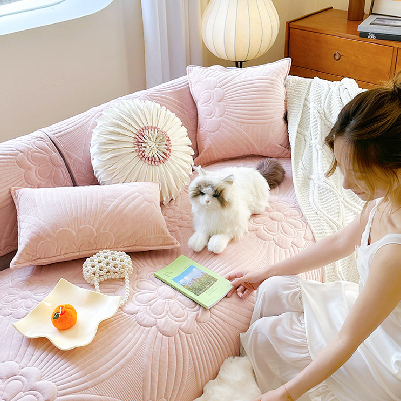 7color pastel quilting flower sofa cover