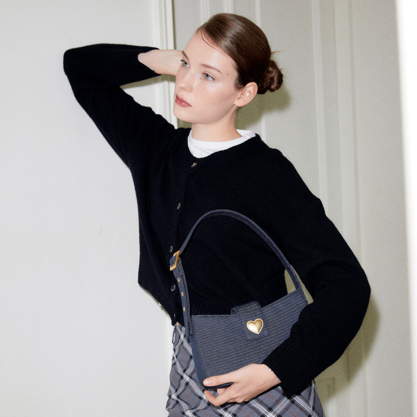 【cosette】heart hobo bag (denim / black denim)