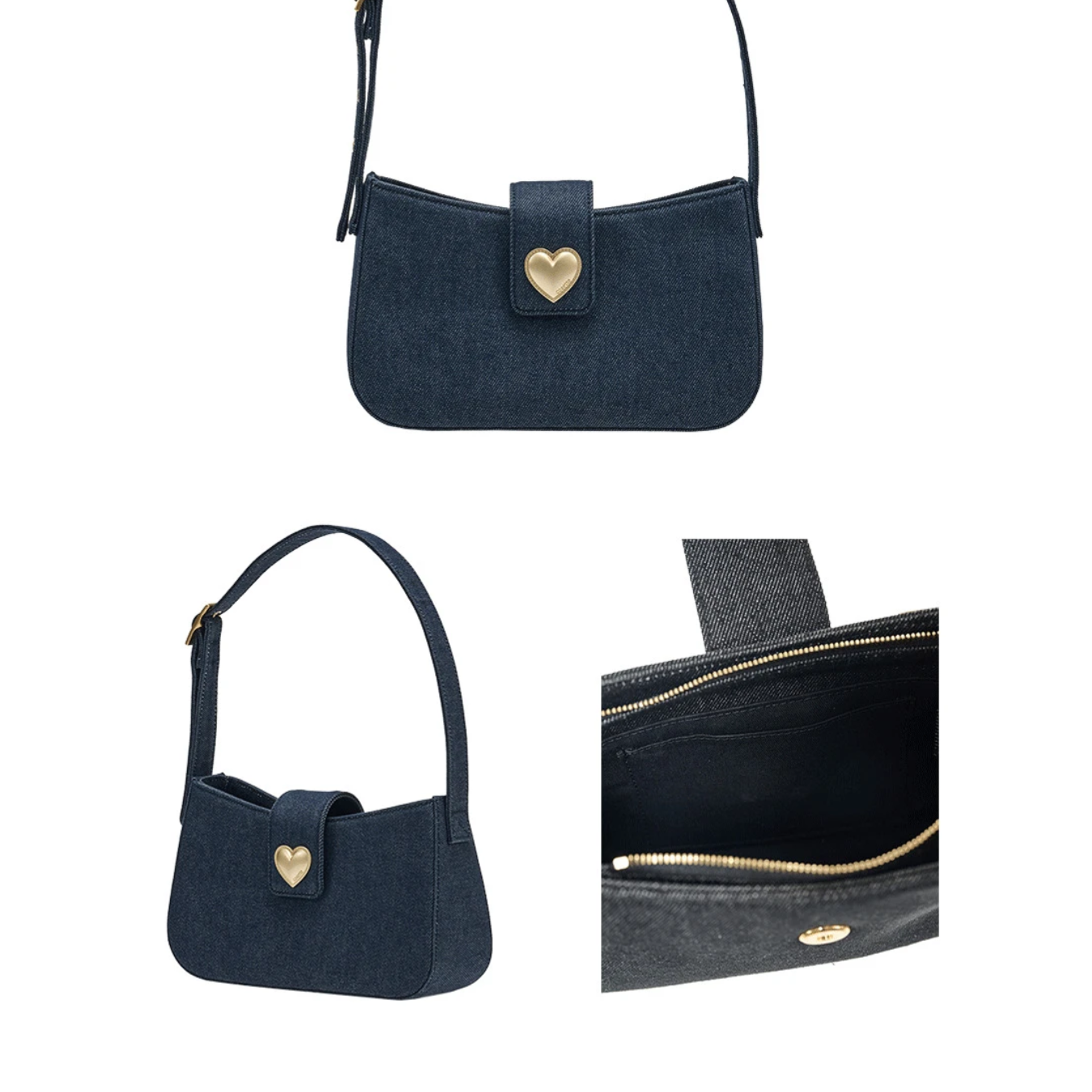 【cosette】heart hobo bag (denim / black denim)